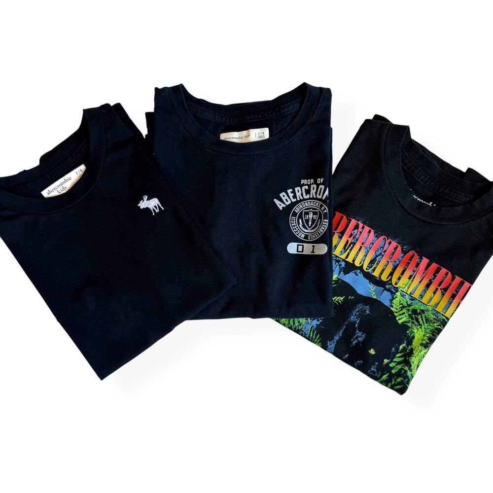 Abercrombie Kids Black Graphic Tee Bundle 7/8